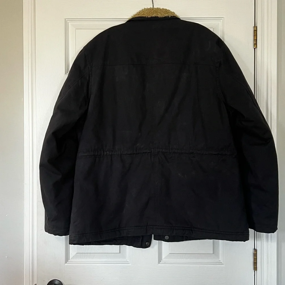 Timberland Navy Field Jacket with Tan Fur Collar - Picture 2 of 3